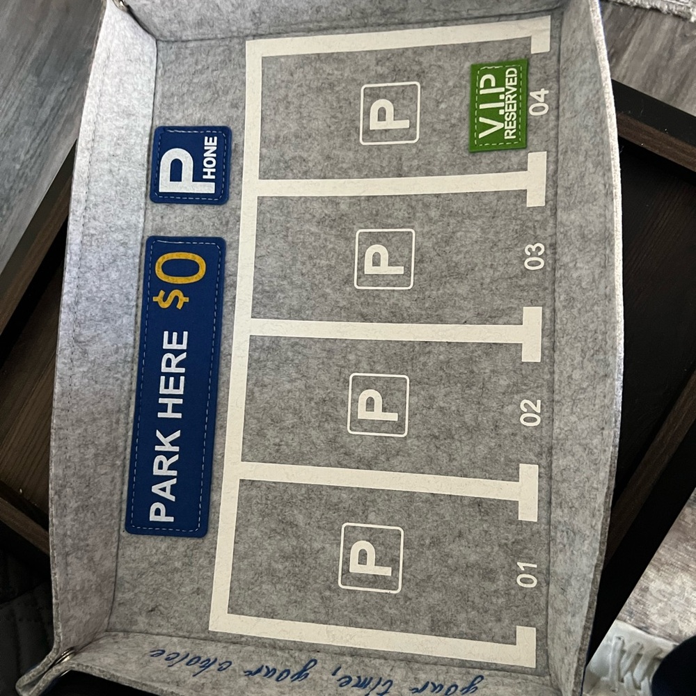 Gray Felt Valet Tray for Family Phone Parking